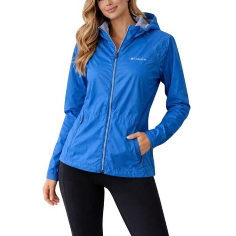 Columbia Women's Blue Switchback Hooded Windbreaker Jacket Size XS
